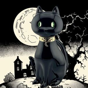 Bath & Body Works Green Eyed BLACK CAT BLING Single Wick Candle Pedestal